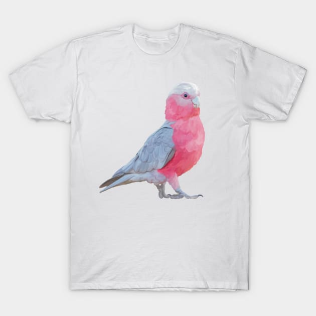 Australian Pink and Grey Galah. Strutting his stuff! Beautiful australian parrot. Original artwork T-Shirt by PlumpPlumStudio